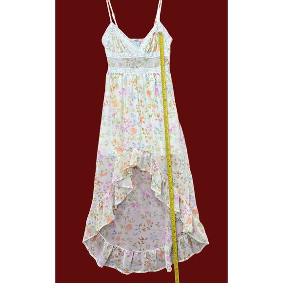 Rue 21 - Women's Summer Sleeveless High Low Hem Ruffle Floral Dress - White -XS - Picture 8 of 16